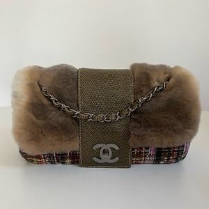 Chanel Fur Tweed Classic Flap Bag